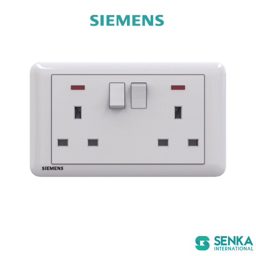 Ổ cắm đôi chuẩn BS + công tắc có neon Seata Siemens
