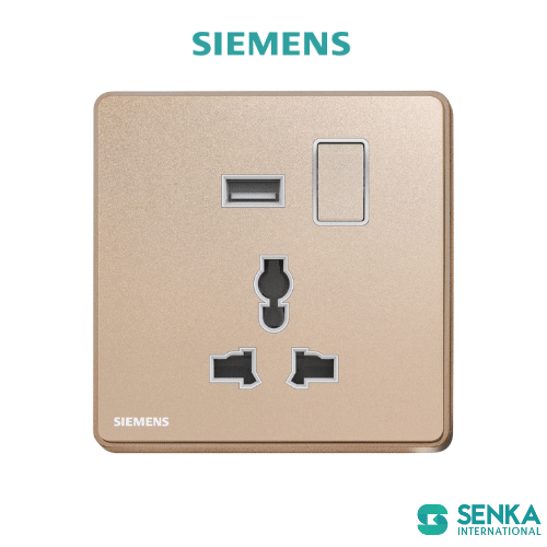 Ổ cắm đa năng 13A( international)+ USB+ công tắc Arina Siemens