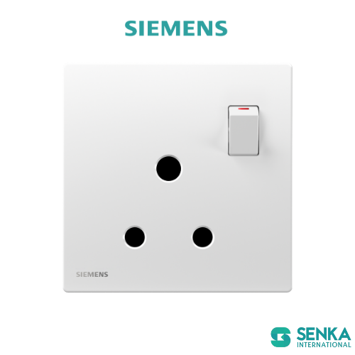 Ổ cắm có công tắc 1 gang 15A  (lỗ tròn) Peleus Siemens