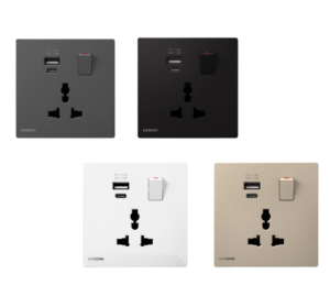 Ổ cắm đa năng có công tắc, tích hợp cổng Type A và Type C, dòng ra 2.4A