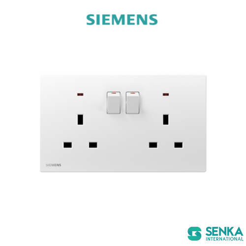 Ổ cắm đôi có công tắc  13A kèm đèn báo, công tắc lớn  Peleus Siemens
