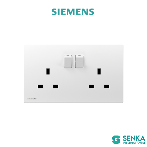 Ổ cắm đôi có công tắc 13A kèm đèn báo LED, công tắc lớn Peleus Siemens